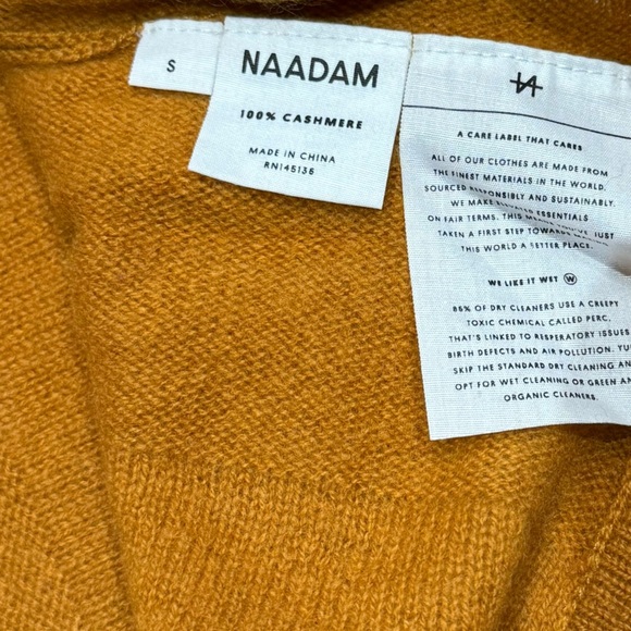 Naadam Sz S Sweater Ochre Cashmere Cropped Classic Minimalist Preppy New - Picture 3 of 4